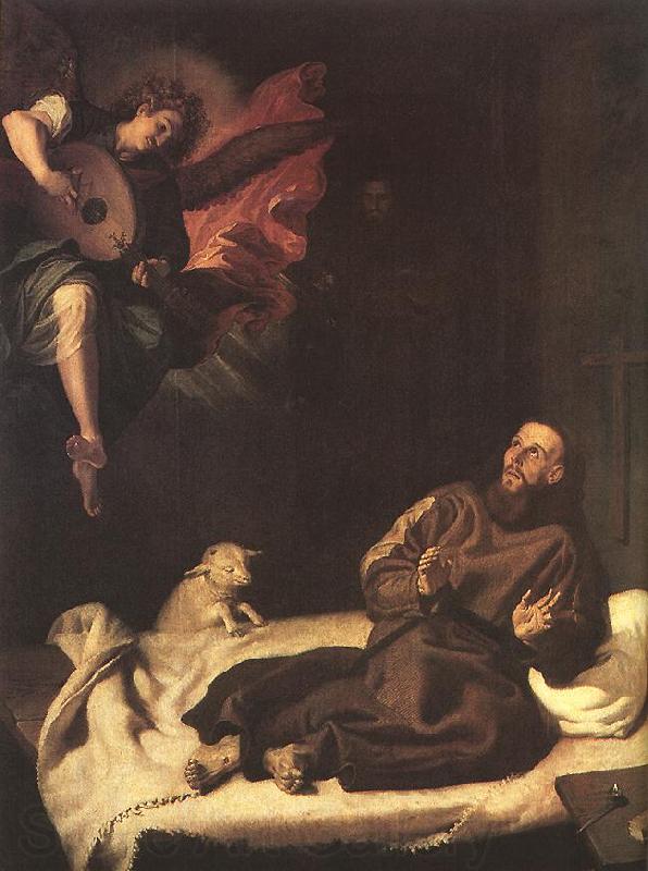 RIBALTA, Francisco St Francis Comforted by an Angel Norge oil painting art